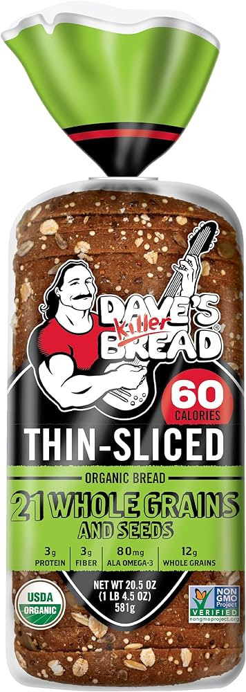 Dave's Killer Bread 21 Whole Grains & Seeds Thin-Sliced, Whole Grain Organic Bread, 20.5 oz Loaf | Amazon (US)
