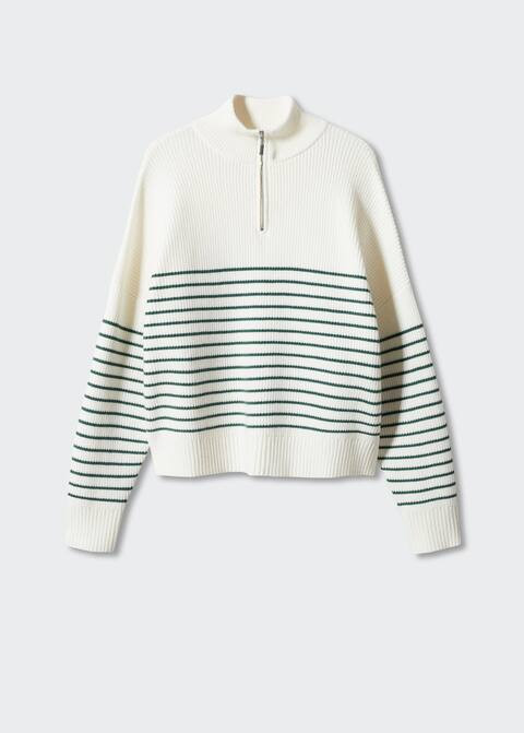 Striped sweater with zipper -  Women | Mango USA | MANGO (US)