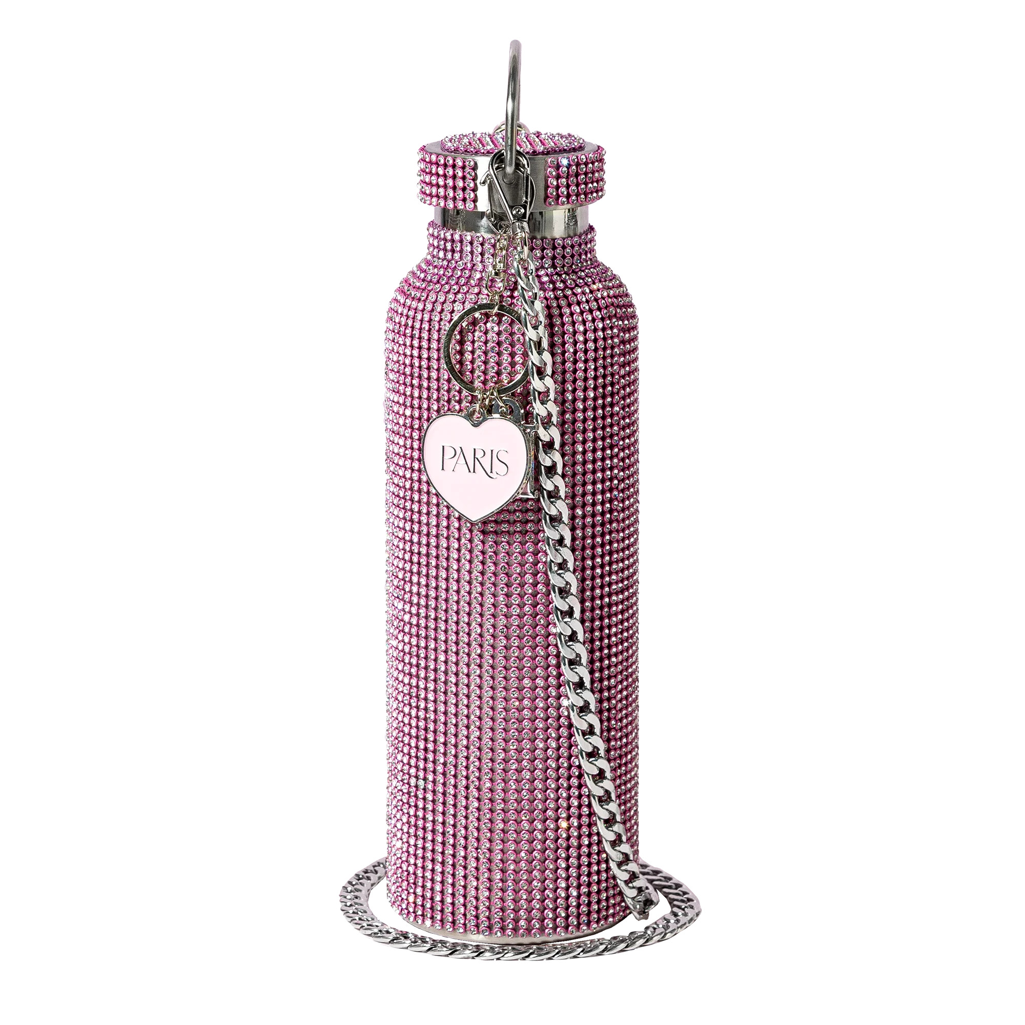 Paris Hilton Rhinestone Stainless Steel  Water Bottle with Carry Strap, Pink, 25 fluid ounces | Walmart (US)