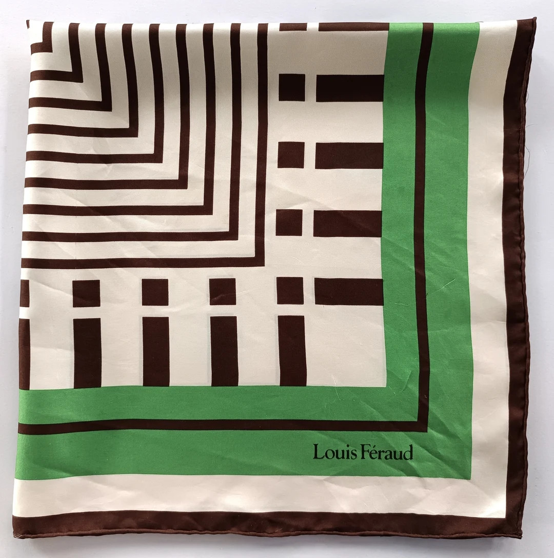 Louis Feraud Geometric Scarf, 31 X 31 Inches, Green and Brown, 100% Silk Scarf - Etsy Portugal | Etsy (US)