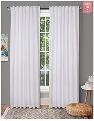 window panels set of 2,Cotton Curtains inTextured fabric 50x96 -White,Farm House Curtain,Tab Top ... | Amazon (US)