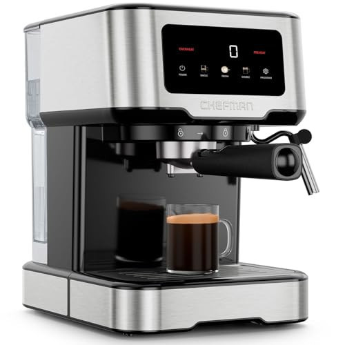 Chefman CraftBrew Espresso Machine, 15-Bar Pump Digital Espresso Maker w/Steam Wand for Latte & Cappuccino, Compact Espresso Coffee Machine w/ 1.5L Removable Water Reservoir - Stainless Steel | Amazon (US)