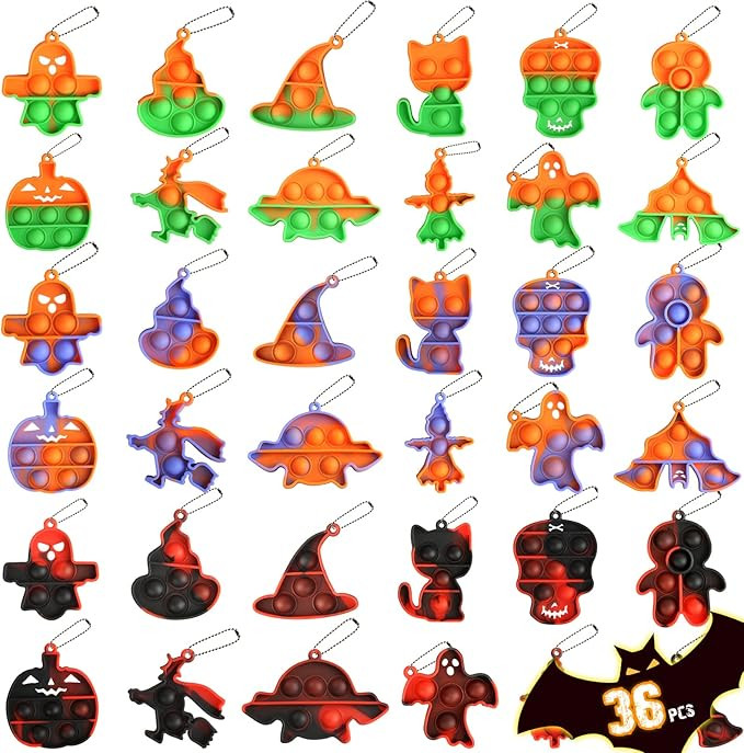 Halloween Party Favors, Halloween Toys, 36 PCS Halloween Mini Pop Keychain Fidget Toys for Kids, ... | Amazon (US)