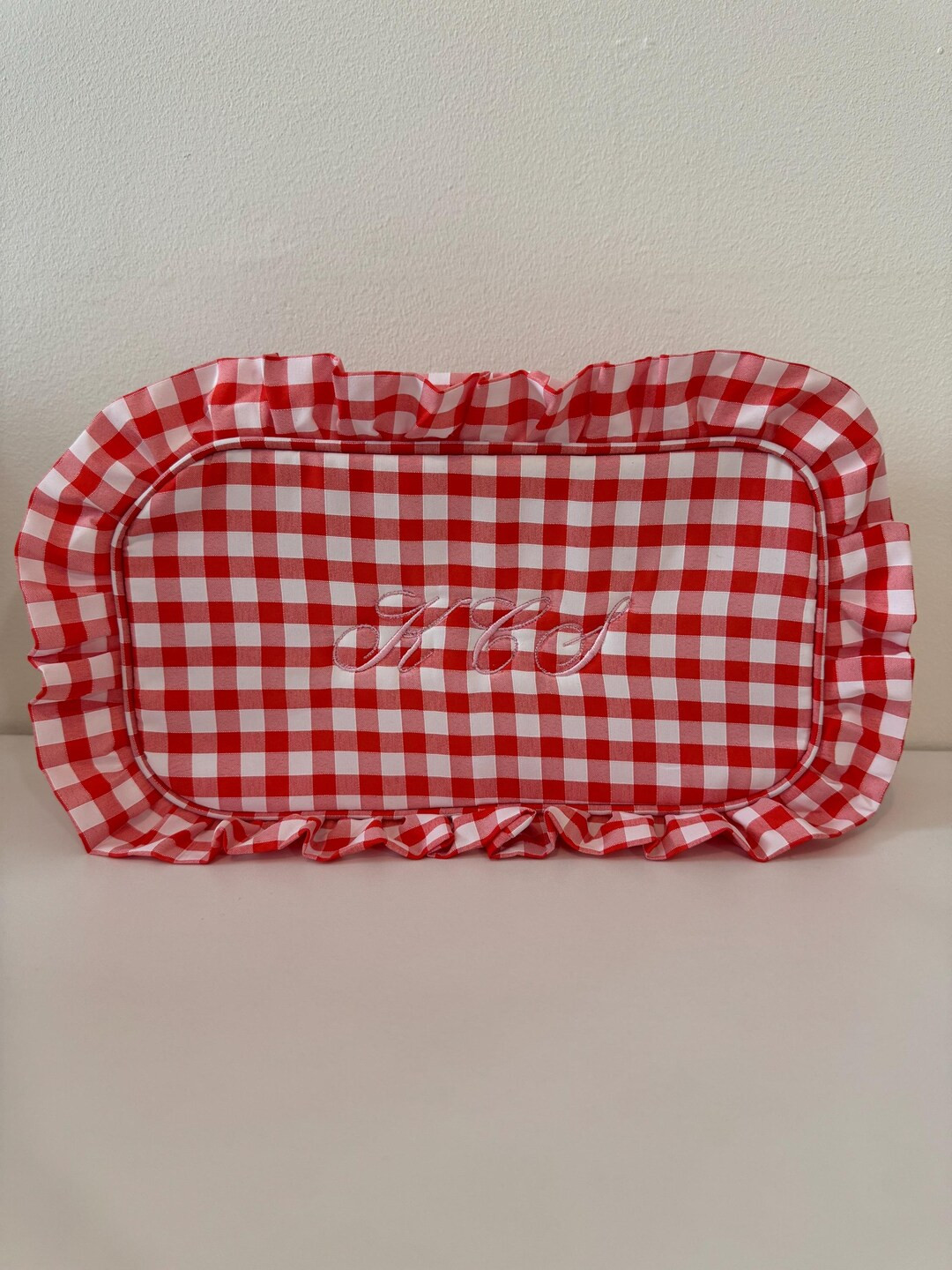 Personalized Embroidered Cosmetic Bag – Gingham Makeup Pouch With Monogram - Etsy | Etsy (US)
