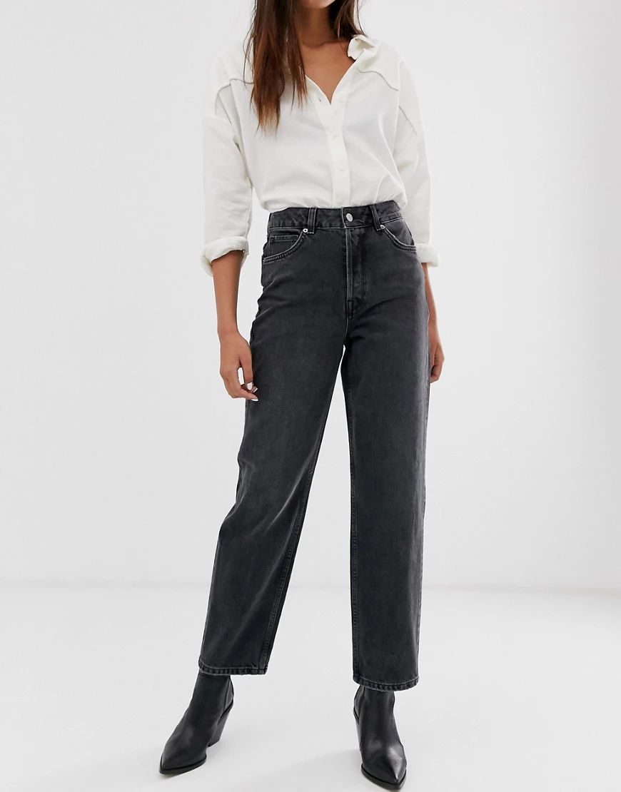 Selected Femme high waist straight leg grey jeans | ASOS (Global)