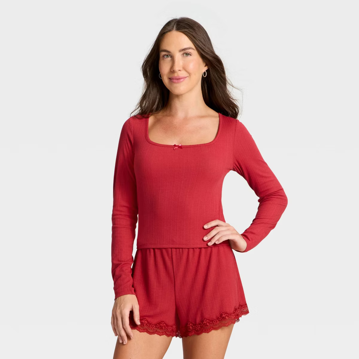 Women's Variegated Ribbed Long Sleeve Pajama Top - Auden™ | Target