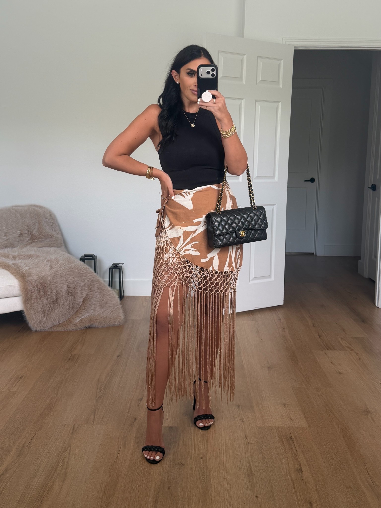 Vici collection sunny views wrap fringe skirt wearing size medium  Use code houseofsequins30 for 30% off the entire site on vici