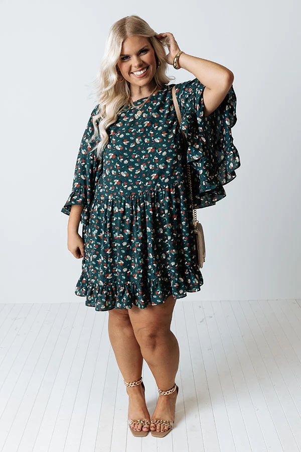 Chic Sweetheart Shift Dress in Forest Curves | Impressions Online Boutique