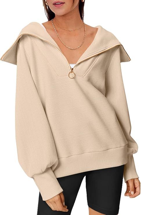 EFAN Womens Half Zip Pullover Sweatshirts Oversized Hoodie Quarter Zip Sweatshirt for Teen Girls ... | Amazon (US)