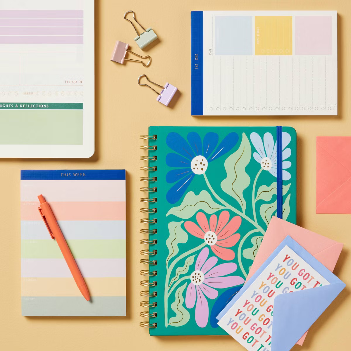 7"x10" Yellow Abstract Floral Spiral Journal - Spritz™ | Target