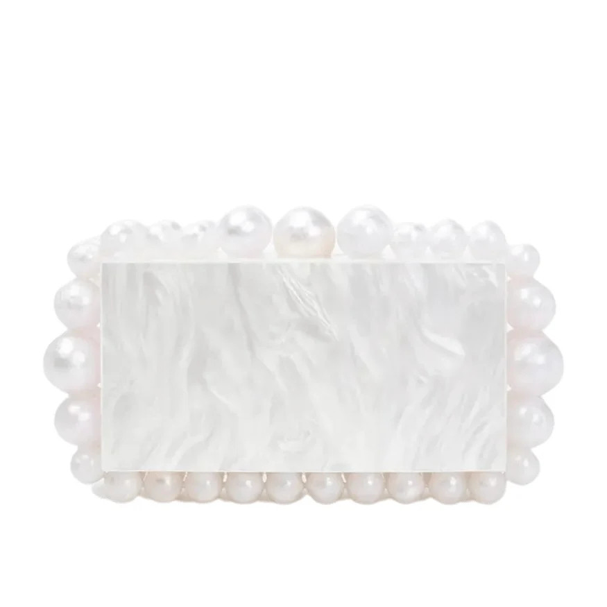 Marbled White Acrylic Bubble Clutch | Sea Marie Designs