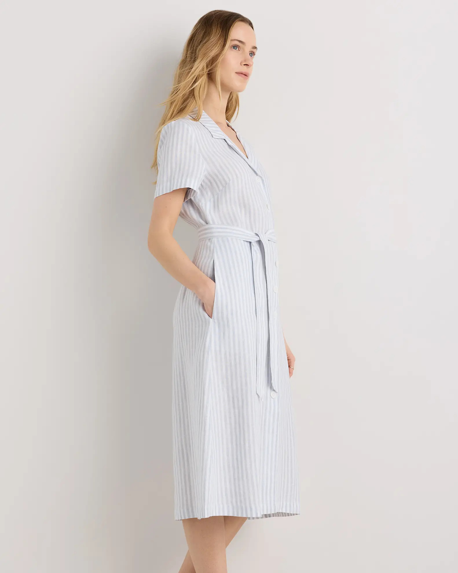 100% European Linen Button Front Dress | Quince