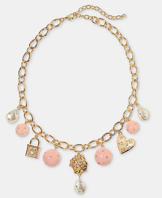 On 34th Pavé, Bead & Imitation Pearl Charm Necklace, 16" + 3" extender, Macy's Exclusive - Macy'... | Macy's