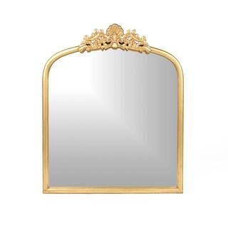 35 in. H x 30 in. W Classic Square Framed Gold Arch/Crown Accent Mirror | The Home Depot