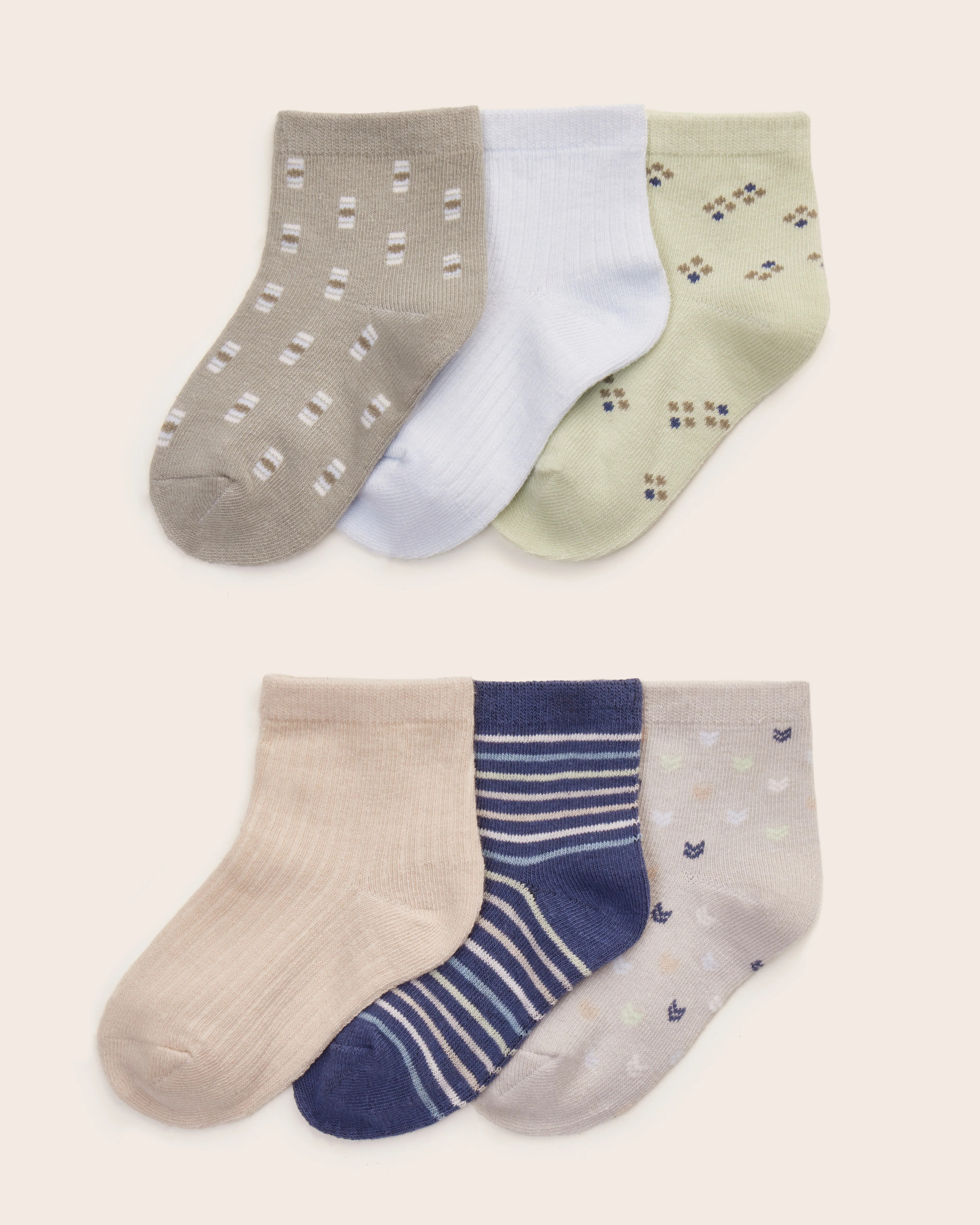 6-Pack Toddler Boy ¼ Rib Cuff Socks | easy-peasy