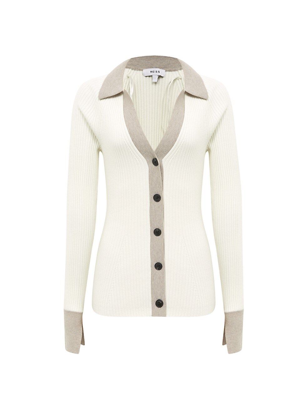 Reiss Alicia Rib-Knit Buttoned Top | Saks Fifth Avenue