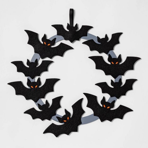 16&#34; Bats Halloween Felt Wreath - Hyde &#38; EEK! Boutique&#8482; | Target