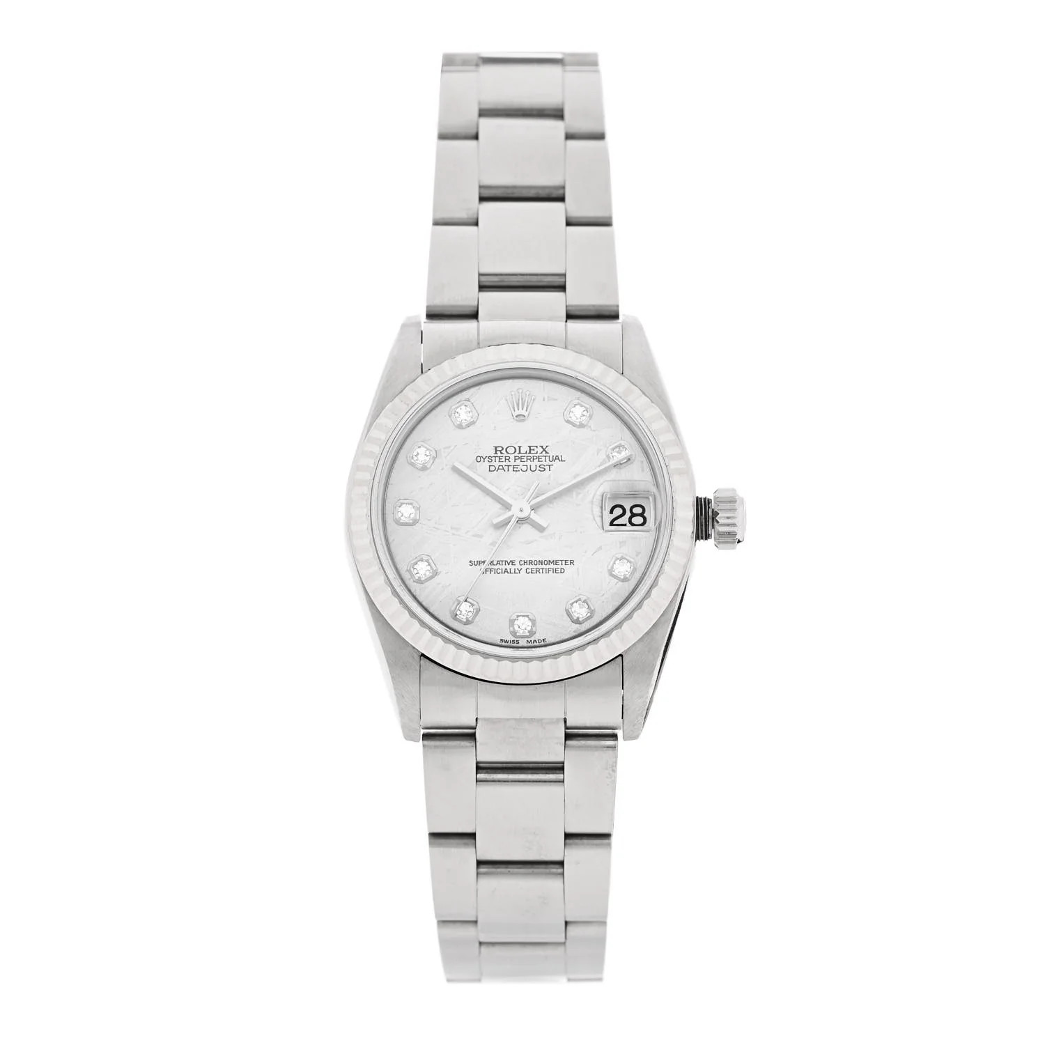 Stainless Steel 18K White Gold Diamond Meteorite 31mm Oyster Perpetual Datejust Watch 78274 | FASHIONPHILE (US)