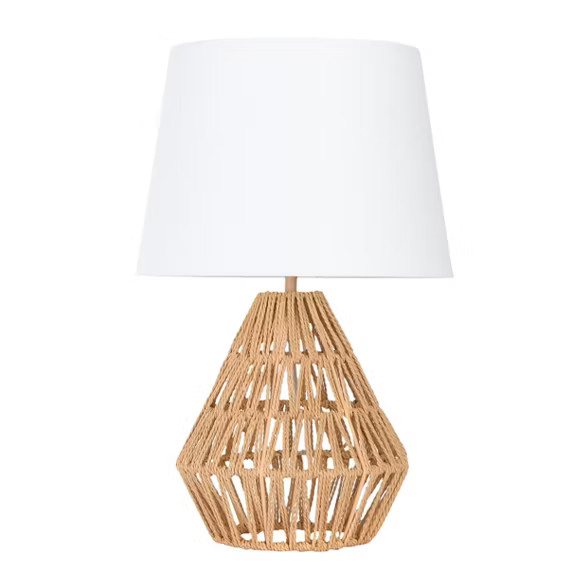 Diamond Shaped Rope Table Lamp with Empire Shade Brown - 3R Studios | Target
