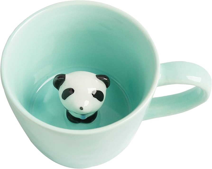 DIHOclub Panda Ceramic Cup Hidden 3D Animal Inside Mug,Cute Cartoon Handmade Figurine Mugs,Holida... | Amazon (US)