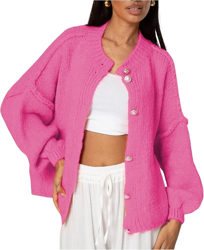 SeekMe Womens Cardigan Sweaters Casual Lightweight Long Sleeve Button Up Knit Oversized 2025 Fall... | Amazon (US)