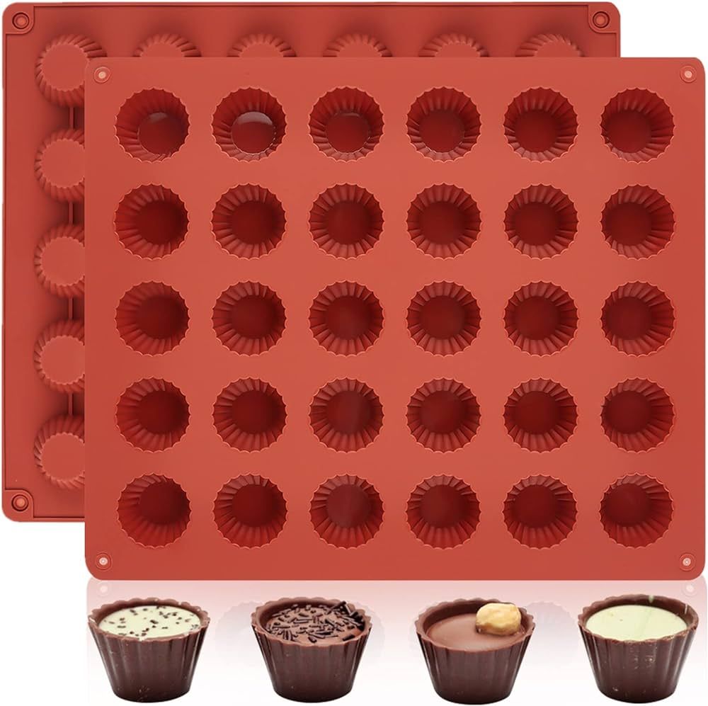 JOERSH 2pcs 30-Cup Chocolate Candy Mold/Bite Size Peanut Butter Cup Mold Silicone Molds for Choco... | Amazon (US)