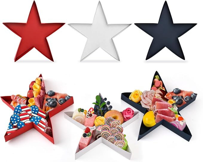 Patriotic Charcuterie Cardboard Box 12'' Red White Blue Star Shape Fillable Tray 4th of July Char... | Amazon (US)
