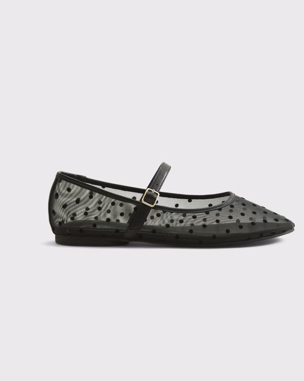 Mary Jane Round-Toe Mesh Flats | Abercrombie & Fitch (US)