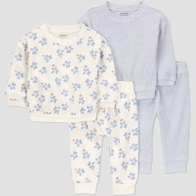 Carter's Just One You® Baby Girls' 4pc Floral Top & Jogger Pants Set - Blue 18M | Target