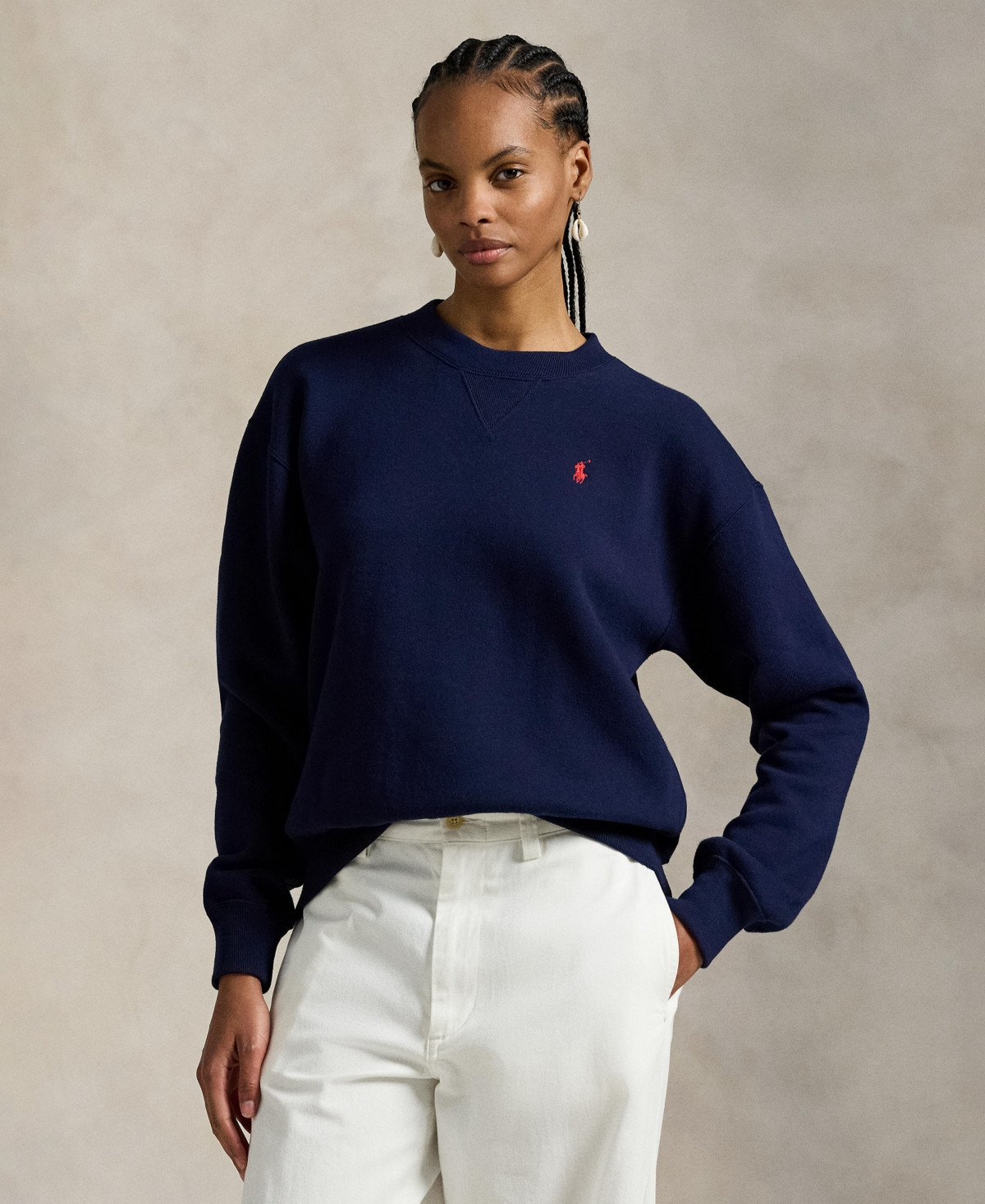 Polo Ralph Lauren Women's Fleece Crewneck Sweatshirt - Cruise Navy | Macy's