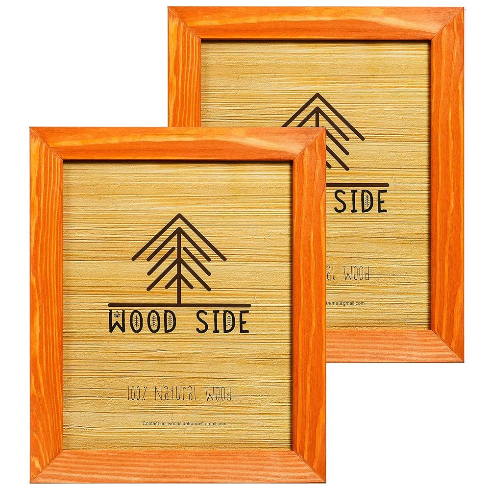 Rustic Wooden Picture Frames 8x10 - Orange - Set of 2 - Natural Eco Solid Wood and High Definitio... | Amazon (US)