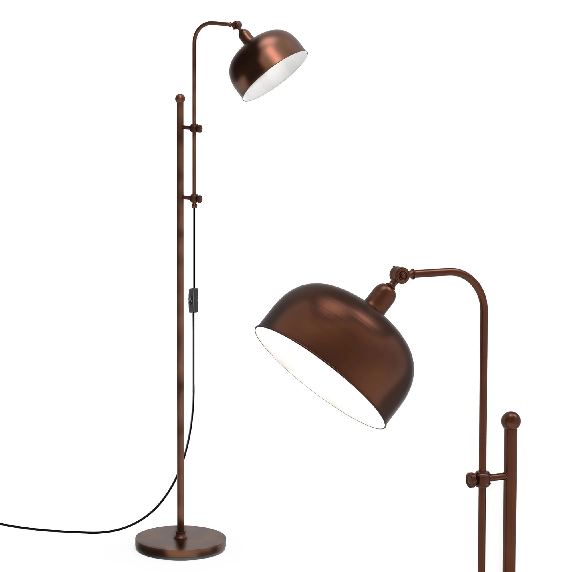 Costway Industrial Floor Lamp Standing Pole Light w/Adjustable Lamp Head & Height Bronze | Walmart (US)