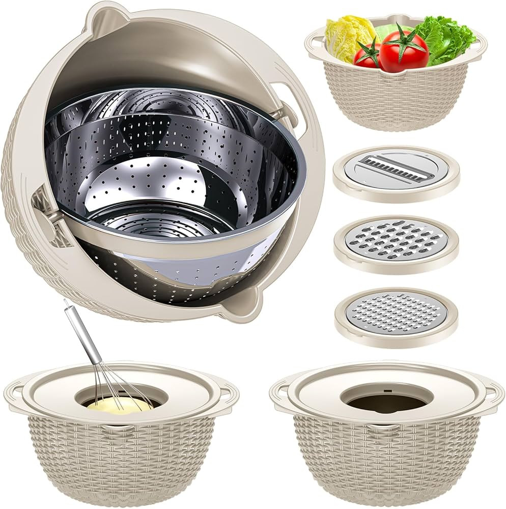 4-1 Colander with Bowl Set - Rotatable Strainers for Kitchen, Food Strainers and Colanders, Pasta... | Amazon (US)