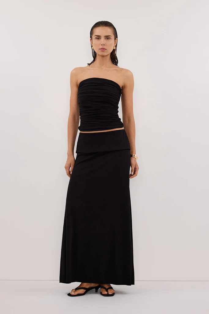 SHARI BLACK STRAPLESS BANDEAU TOP | DISSH