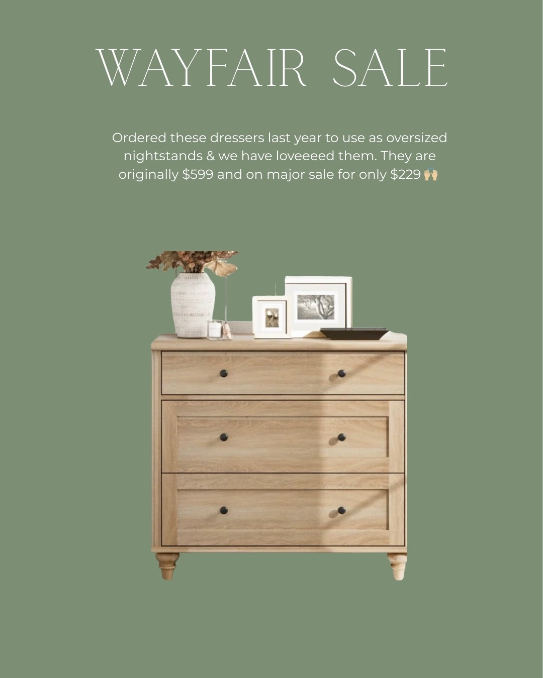 Ordered these cuties last year from Wayfair as oversized nightstands and I am so glad that I did! They’ve been great. Waiting on the large dresser to go on sale to add to the bedroom! 

#LTKFamily #LTKHome #LTKSaleAlert