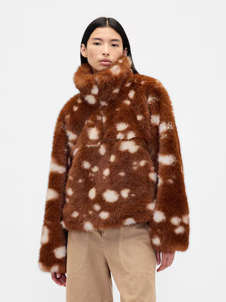 Gap × Sandy Liang Spotted Vegan Fur Half-Zip Pullover | Gap (US)