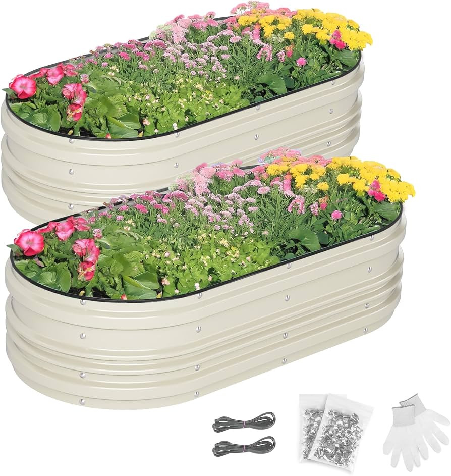WORKPRO 2PK 4x2x1ft Outdoor Galvanized Raised Garden Bed Kit, Rust & Corrosion Protection, Easy A... | Amazon (US)