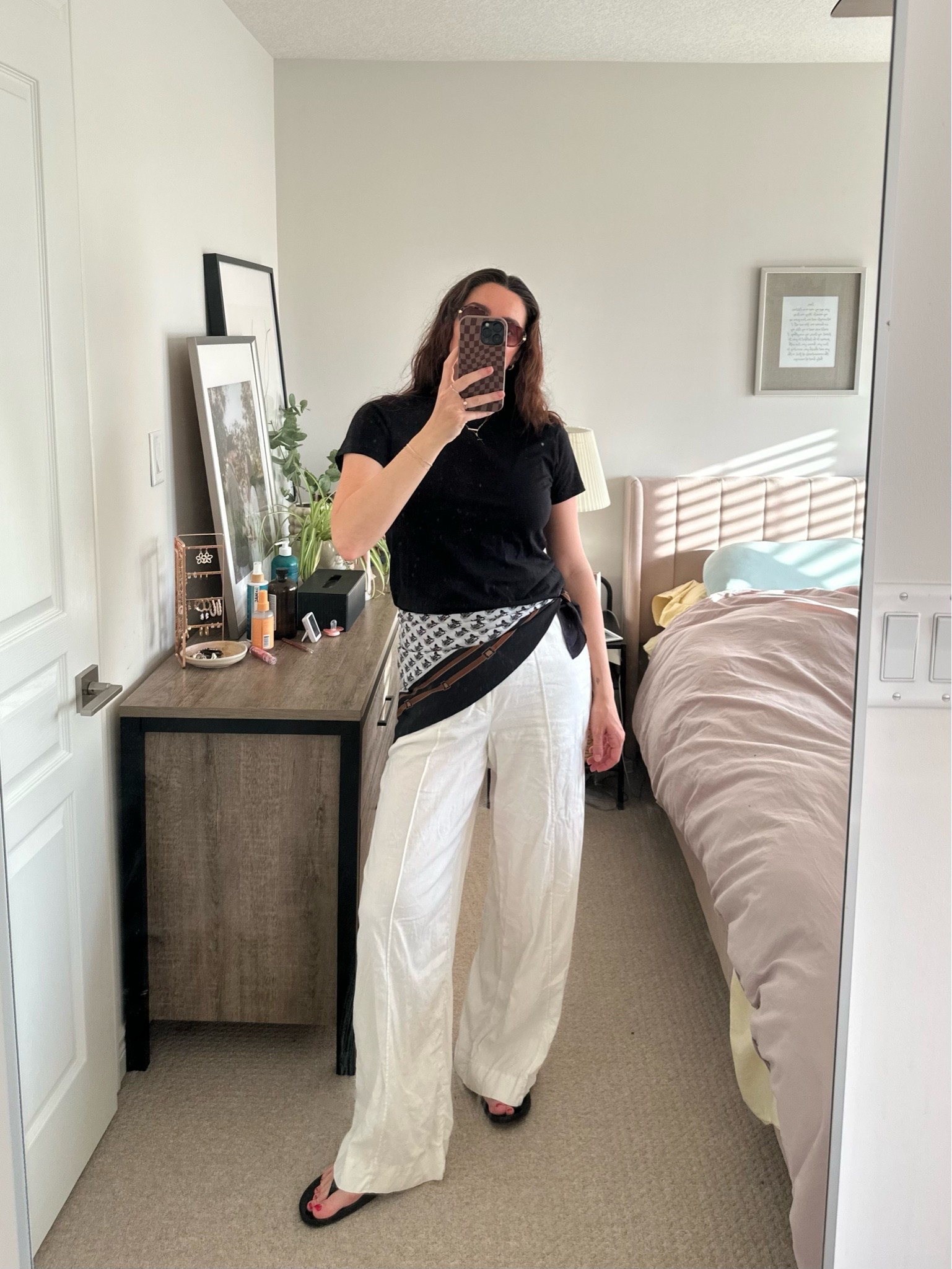 over 30 mom of two white linen pants silk scarf spring outfit

#LTKsummer #LTKstyletip #LTKcanada
