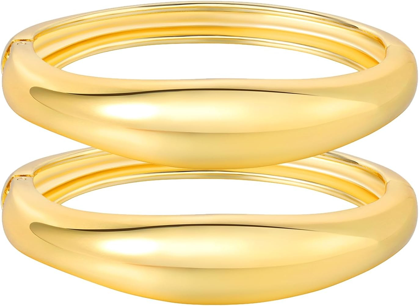 Gold Bangles Bracelets for Women Chunky Gold Cuff Bracelet Set 2PCS Trendy Bracelet for Women Irr... | Amazon (US)