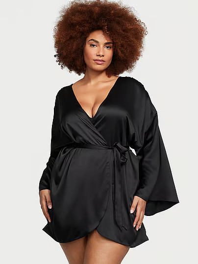 Satin Short Robe, Black, Xs/S - Women's Robes - Victoria's Secret | Victoria's Secret (US / CA )