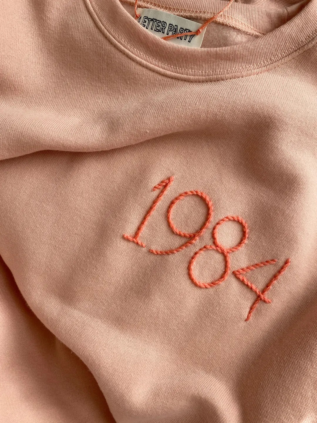 Embroidered Year Sweatshirt ADULT Custom Hand Stitched Sweatshirt, Personalized Sweatshirt, Embro... | Etsy (US)