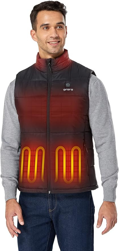 ORORO Men's Lightweight Heated Vest with USB-C Rechargeable Battery, Puffer Classic Heating Vest | Amazon (US)