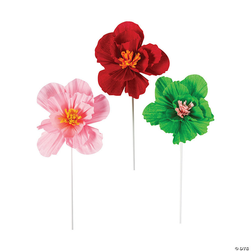 Fiesta Tissue Flower Sticks - 6 Pc. | Oriental Trading Company
