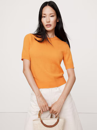 Lightweight Cashmere Short-Sleeve Sweater | Banana Republic (US)