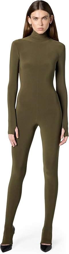 Norma Kamali womens Long Sleeve Slim Fit Turtle Catsuit W/Footie | Amazon (US)
