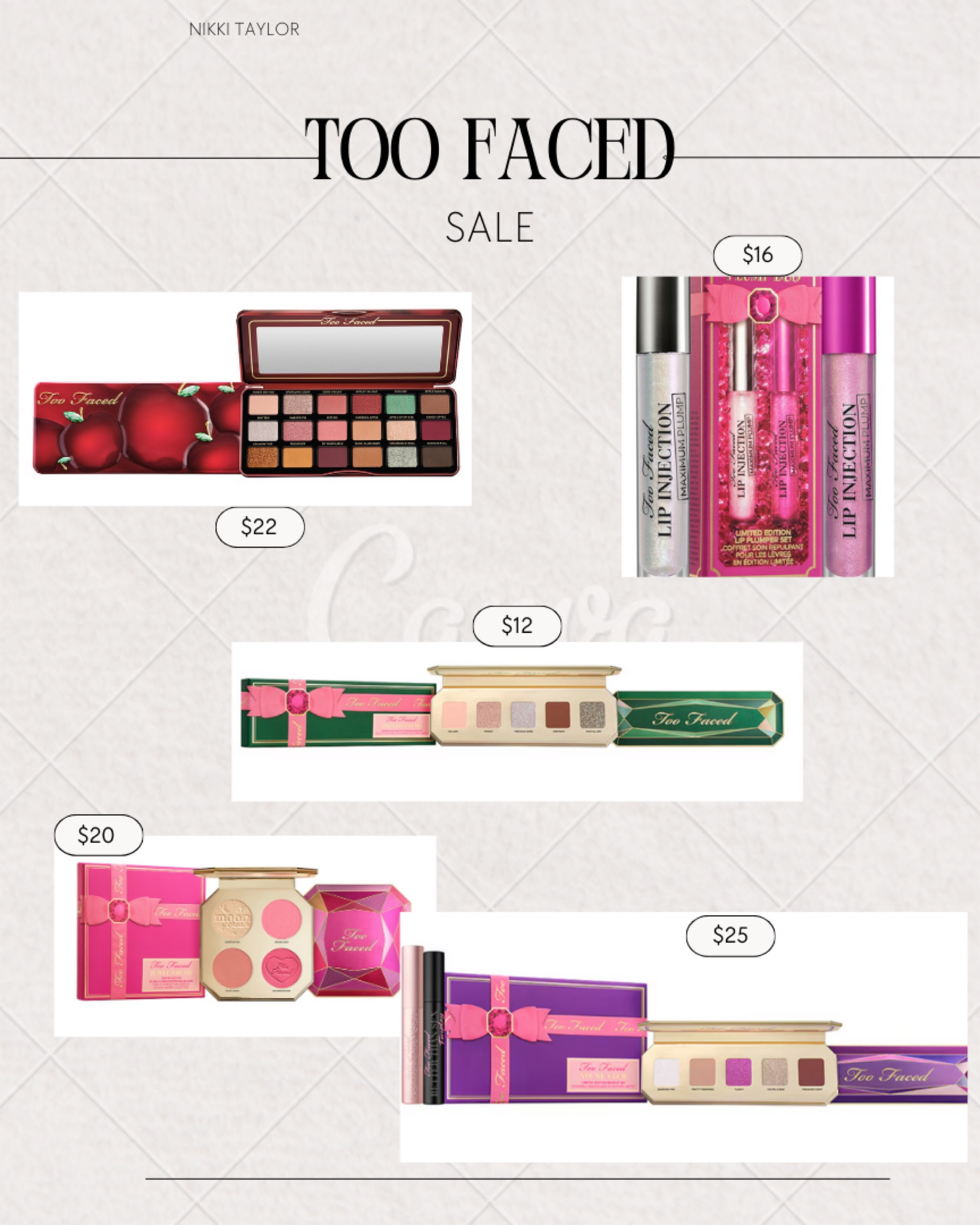 TOO FACED SALE on Revolve! All 25$ or less #toofaced #makeupsale #beauty #sale #eyeshadowpalette #palettes

#LTKFindsUnder50 #LTKBeauty