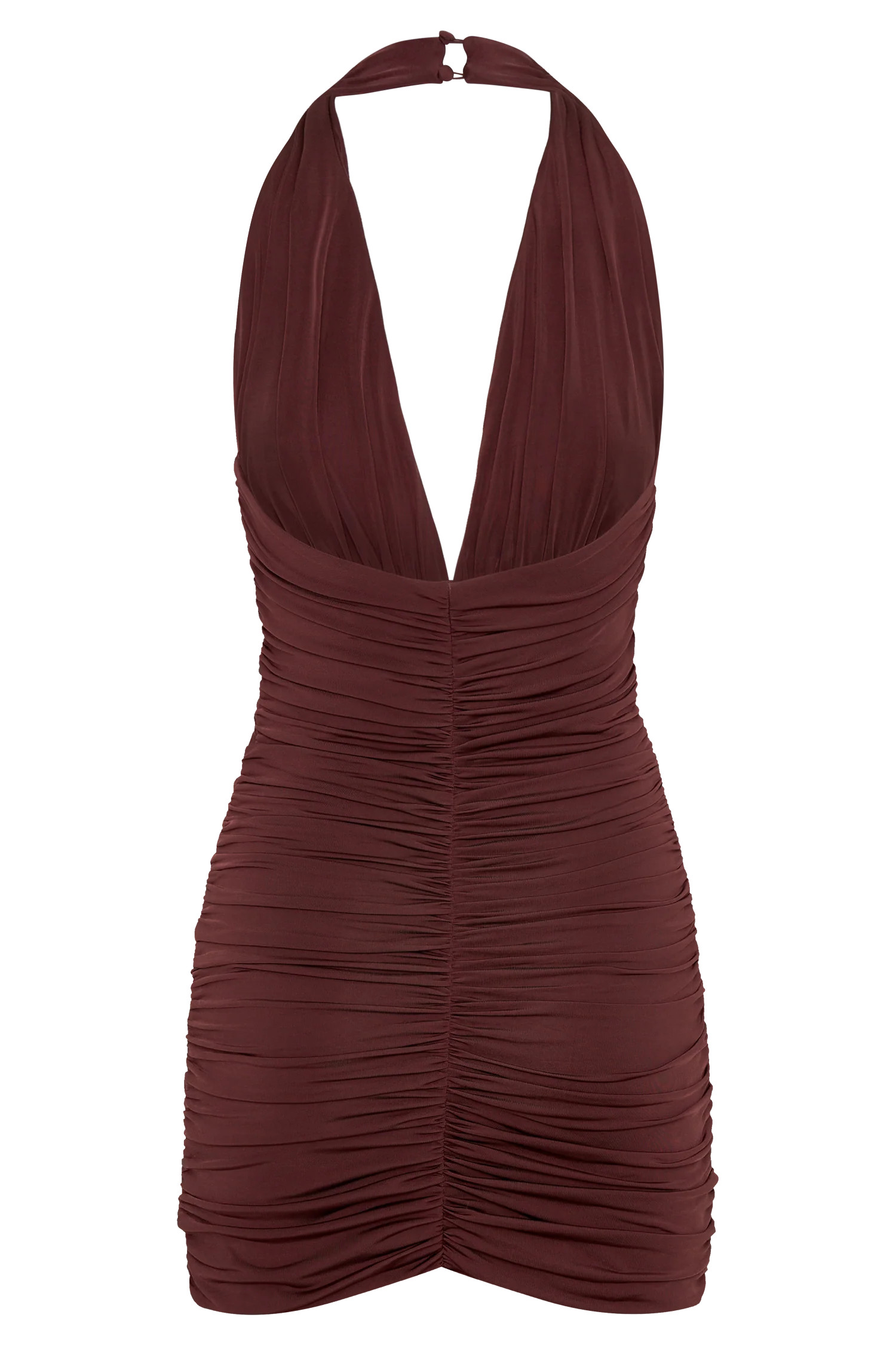 Fleur Ruched Slinky Mini Dress - Mahogany | MESHKI US