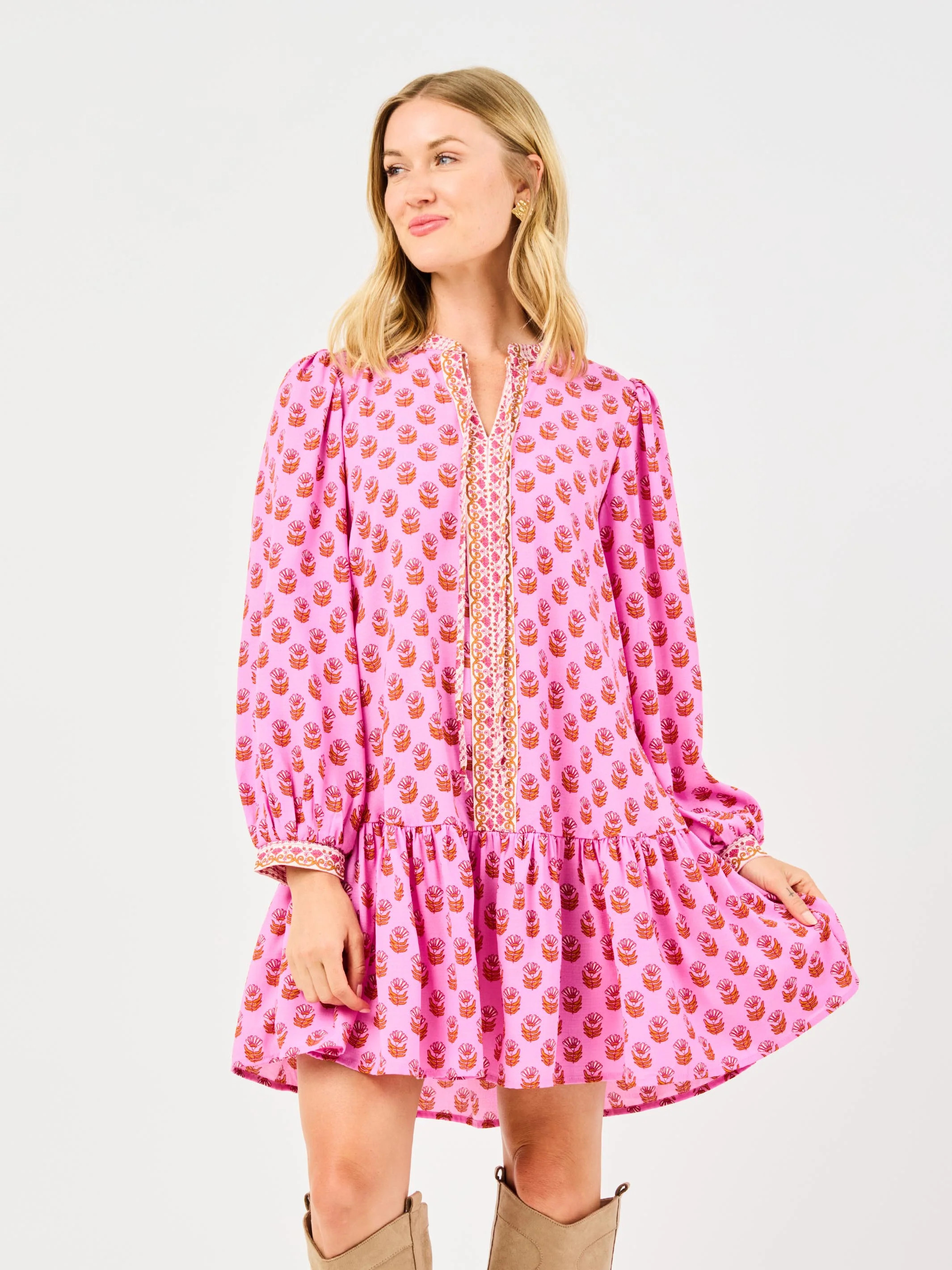 Natasha Dress | Floral Foulard Pink | Mary Square