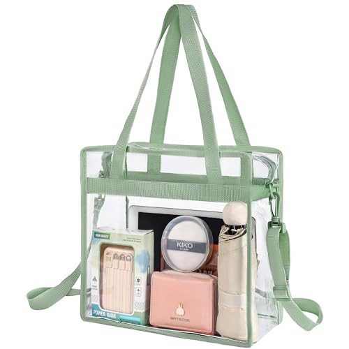 BAGAIL Clear Bags Stadium Approved Clear Tote Bag with Zipper Closure Crossbody Messenger Shoulde... | Amazon (US)