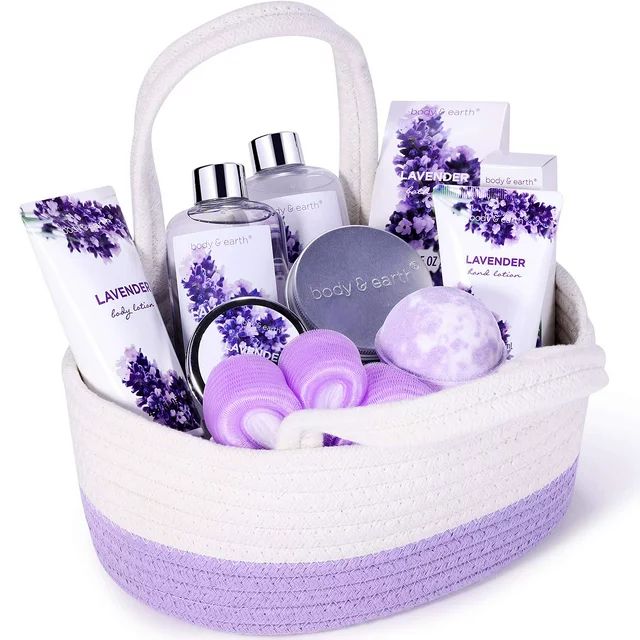 Bath Gift Set for Women - 11 Pcs Lavender Body Spa Basket, Holiday Birthday Gifts for Her | Walmart (US)